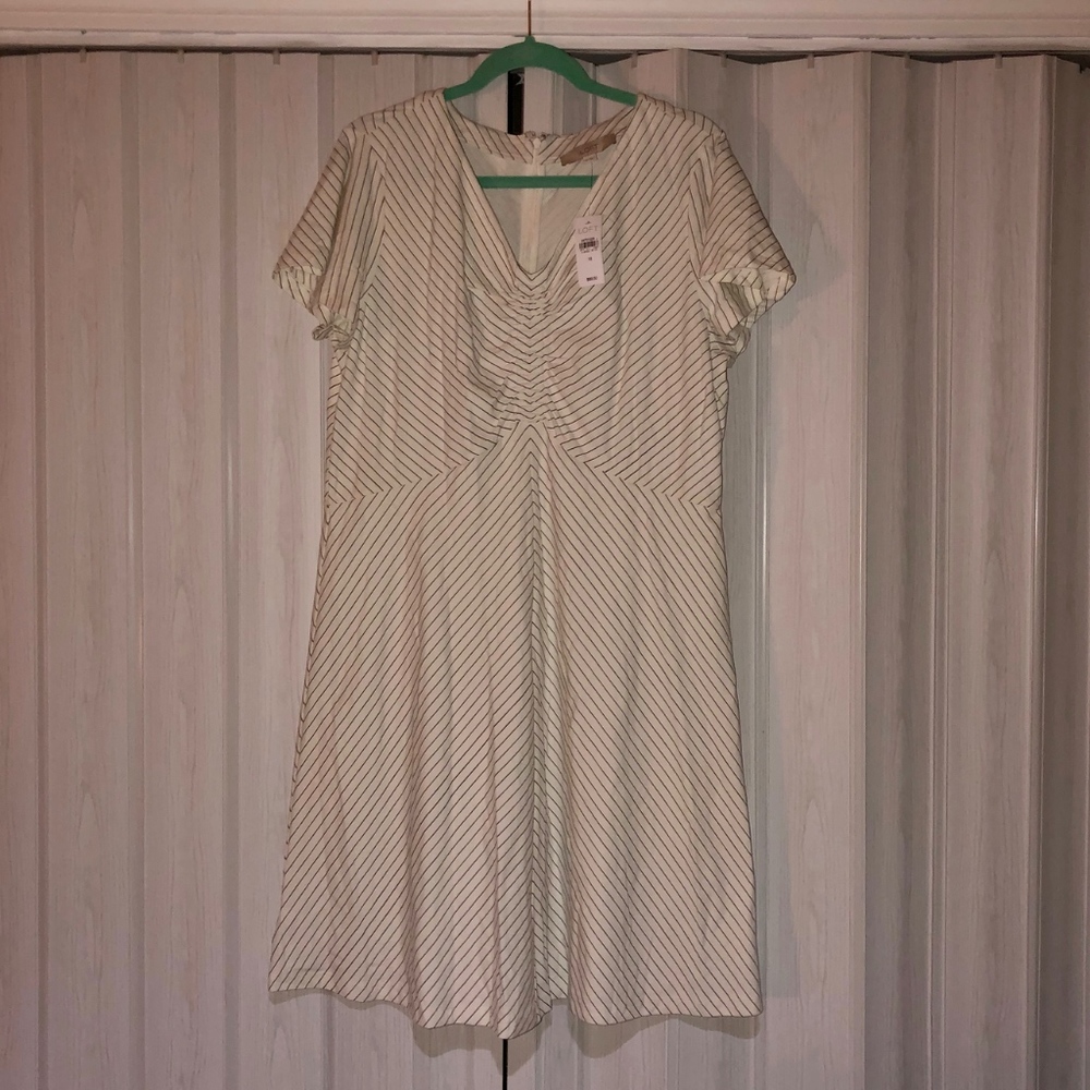 NWT Loft White and Black striped Dress, Size 18